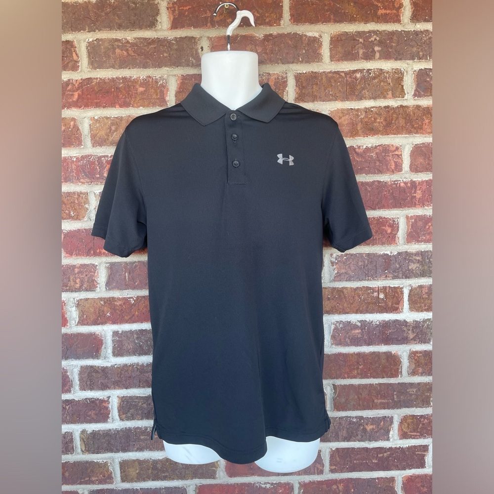 Men’s Black Under Armour Short Sleeve Polo Loose Fit Shirt Size Small
